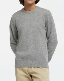 Outlet Hackett London Pull 100% Laine d'agneau col rond gris moyen