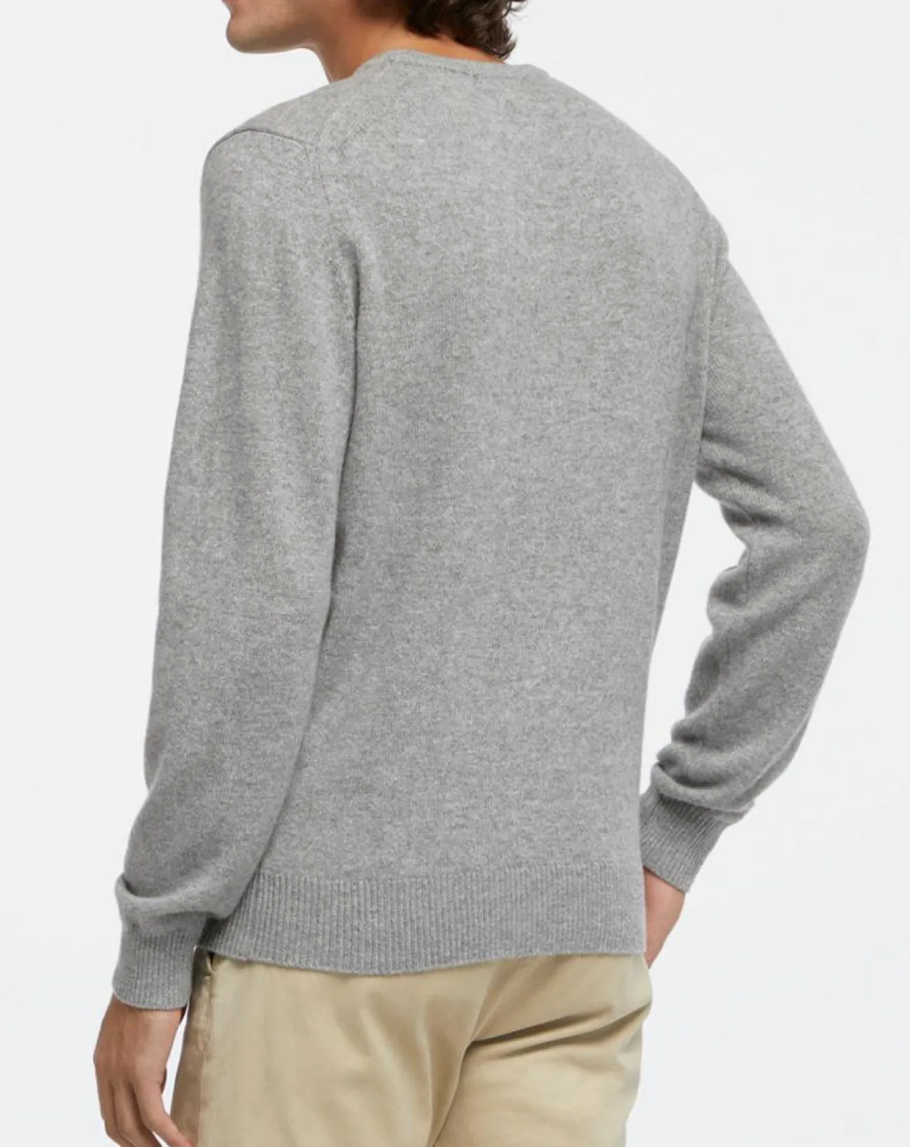 Outlet Hackett London Pull 100% Laine d'agneau col rond gris moyen