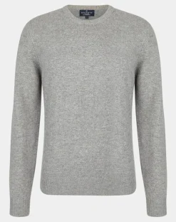 Outlet Hackett London Pull 100% Laine d'agneau col rond gris moyen