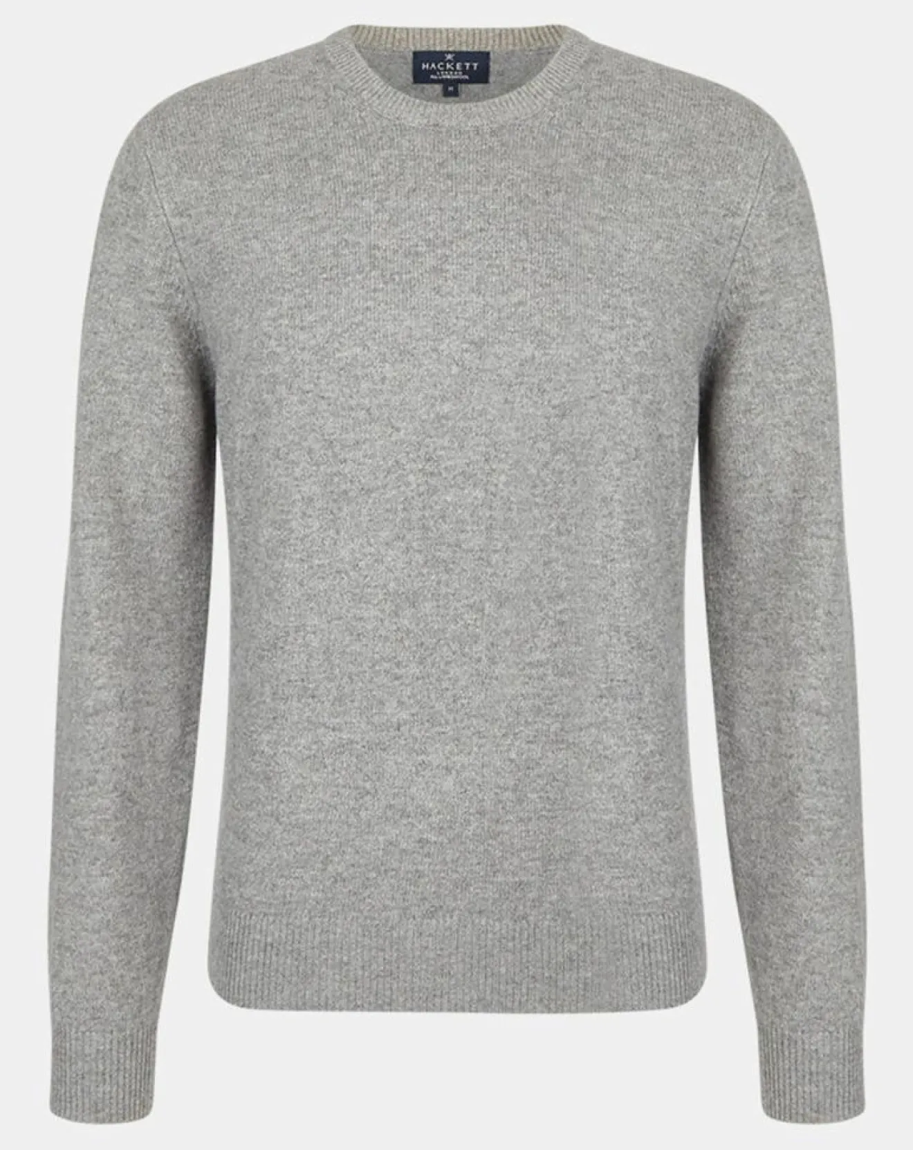 Outlet Hackett London Pull 100% Laine d'agneau col rond gris moyen