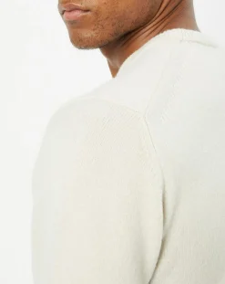 Homme Hackett London Pull 100% Laine d'Agneau col rond écru