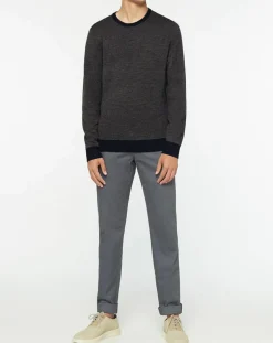 Best Hackett London Pull 100% Laine imprimé pied-de-poule marron/bleu marine