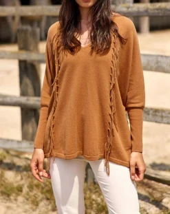 Femme Lauren Vidal Pull 100% Laine Naomi cannelle