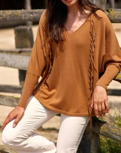 Femme Lauren Vidal Pull 100% Laine Naomi cannelle