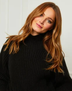 New Fleur de cachemire Pull 100% Laine Noa noir