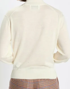 Femme Marc O'Polo Pull 100% Laine vierge Col montant écru