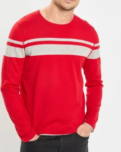 Hot Marc O'Polo Pull à rayures rouge/gris