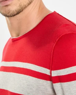 Hot Marc O'Polo Pull à rayures rouge/gris