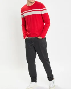 Hot Marc O'Polo Pull à rayures rouge/gris