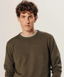 Best Rodier Pull Aaron 100% laine col rond marron écorce