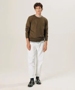 Best Rodier Pull Aaron 100% laine col rond marron écorce