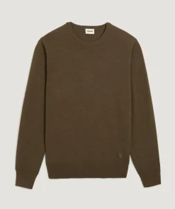 Best Rodier Pull Aaron 100% laine col rond marron écorce