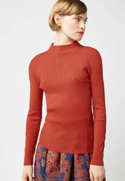 Femme Rodier Pull, Abelle col montant ouvertures orange rouille