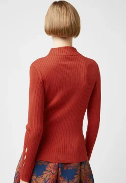 Femme Rodier Pull, Abelle col montant ouvertures orange rouille