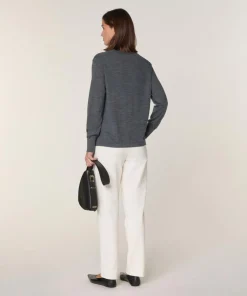 Discount Rodier Pull Adija 100% Laine chaine col V gris foncé