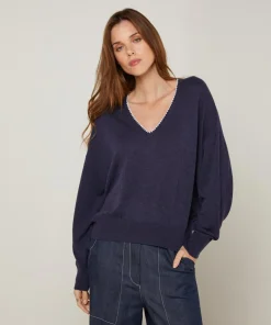 Clearance Rodier Pull Aimée en Laine mélangée bleu denim
