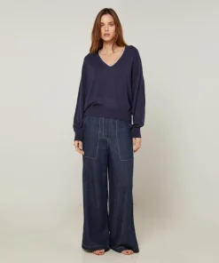 Clearance Rodier Pull Aimée en Laine mélangée bleu denim