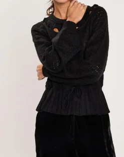 Online Manoush Pull ajouré Pointelle noir