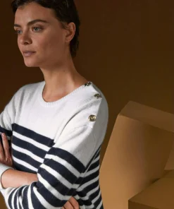 Femme Rodier Pull Albane, mariniere, boutons blanc