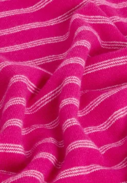 Clearance Rodier Pull Aliénor 100% Cachemire col rond rayé rose tonique