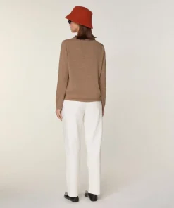 Best Rodier Pull Audrey 100% Laine Col Satin beige ficelle