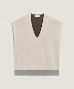 Rodier Pull Aurély manches courtes col V blanc écru