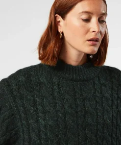 Online Rodier Pull Auxane, col montant à torsades vert foncé