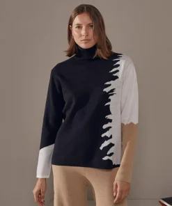 Sale Rodier Pull Azalée, jacquard, col roulé noir