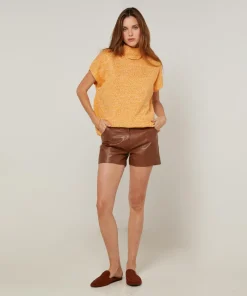 Femme Rodier Pull Bachira col roulé sans manches jaune