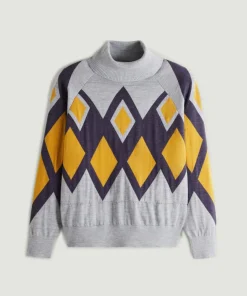 Femme Rodier Pull Bethsabée 100% laine col roulé jacquard gris souris