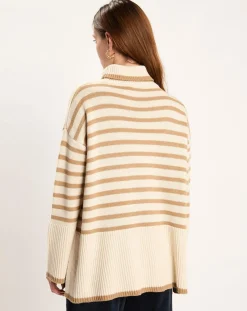 Lauren Vidal Pull Billie rayé camel