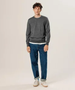 Rodier Pull Brice 100% laine col rond gris foncé