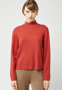 Femme Rodier Pull Camélia col montant orange rouille