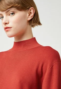 Femme Rodier Pull Camélia col montant orange rouille