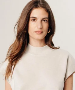 Femme Rodier Pull Cerise manches courtes col monta blanc écru