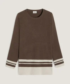 Sale Rodier Pull Cheyenne rayures inférieures marron havane