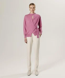 Femme Rodier Pull Chimène 100% laine cache-coeur rose bonbon