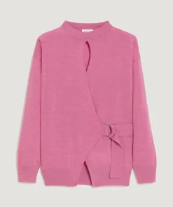 Femme Rodier Pull Chimène 100% laine cache-coeur rose bonbon