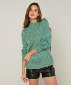 Femme Rodier Pull chiné Aïcha col montant vert