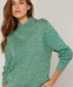 Femme Rodier Pull chiné Aïcha col montant vert