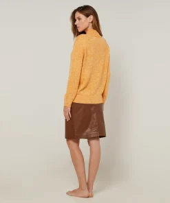 Online Rodier Pull chiné Guillemette col montant jaune