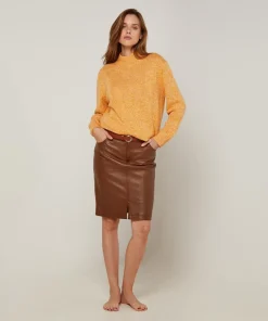 Online Rodier Pull chiné Guillemette col montant jaune