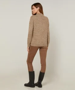 Femme Rodier Pull chiné Leonarde col montant marron