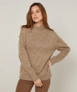 Femme Rodier Pull chiné Leonarde col montant marron