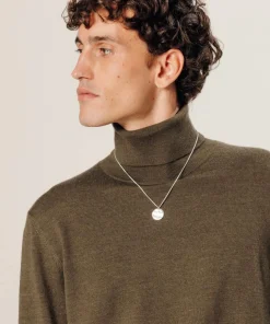 Rodier Pull Christophe 100% laine col rond marron écorce