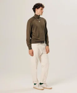 Rodier Pull Christophe 100% laine col rond marron écorce