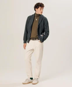 Rodier Pull Christophe 100% laine col rond marron écorce