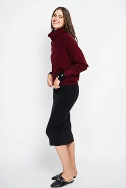 Outlet Assuili Pull col boule bordeaux