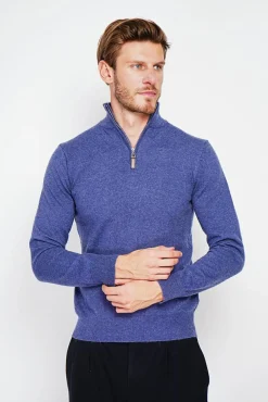 Homme C&Jo Pull col camionneur bleu jeans