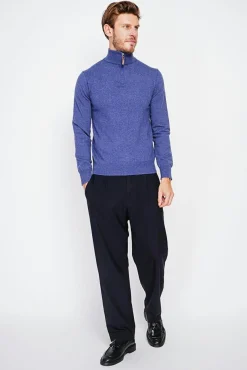 Homme C&Jo Pull col camionneur bleu jeans